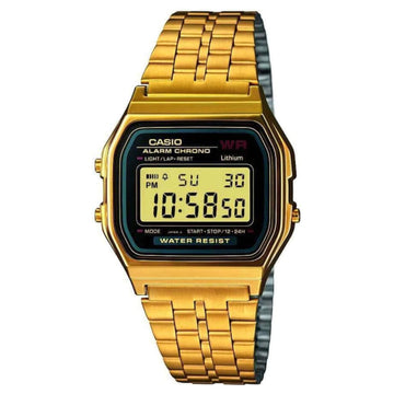 Ρολόι Casio Vintage Iconic A-159WGEA-1EF με χρυσό μπρασελέ και ψηφιακή ένδειξη.